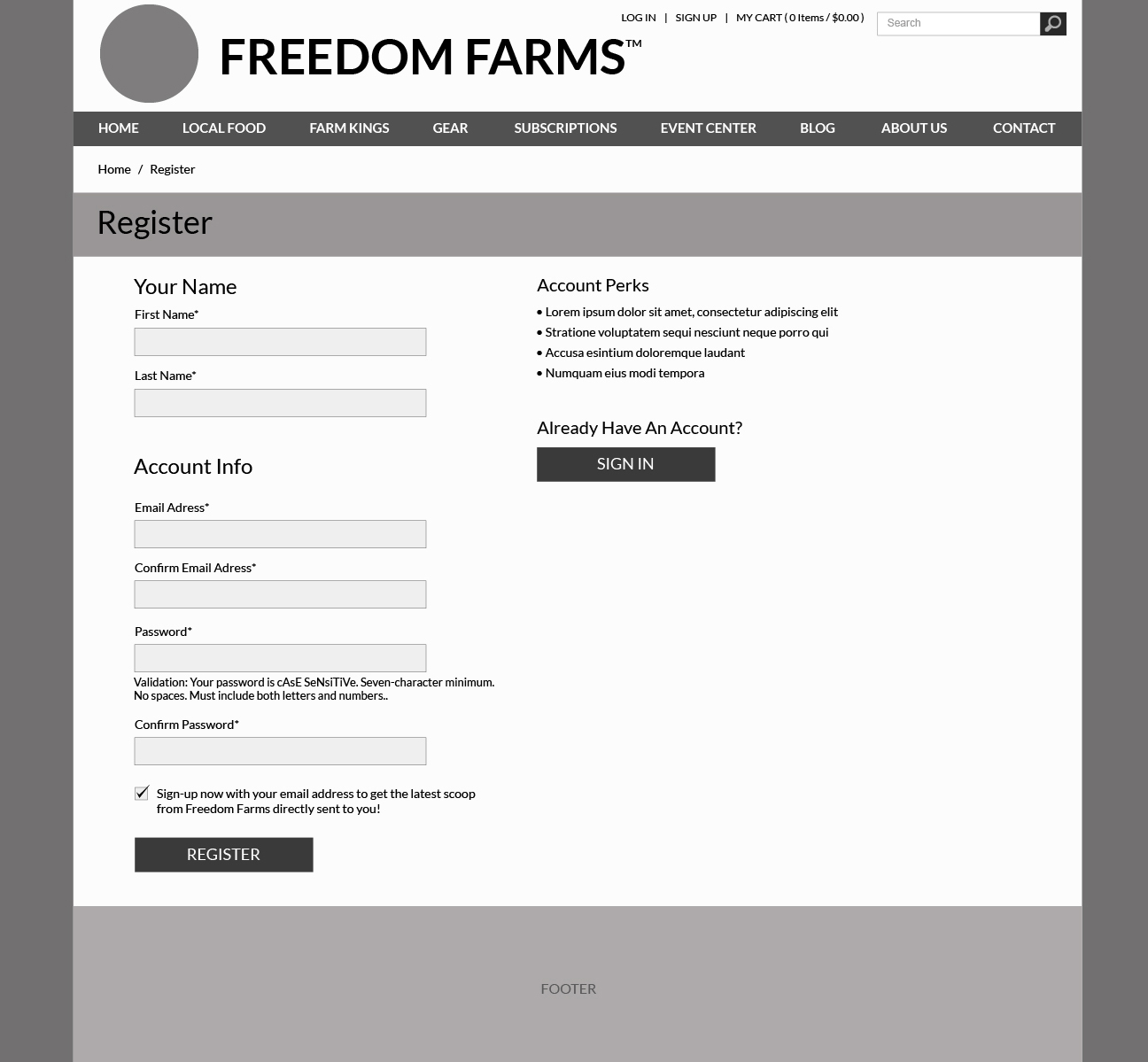 Freedom Farms E-commerce